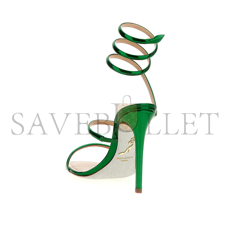 RENÉ CAOVILLA CLEO METALLIC GREEN SANDAL 105 C12351